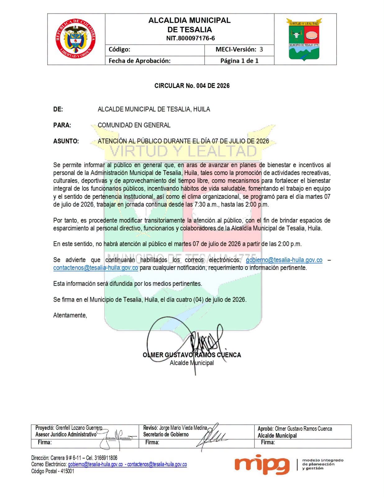 Noticia - CAMBIO TEMPORAL EN EL HORARIO DE ATENCIÓN AL PÚBLICO 🏛️
